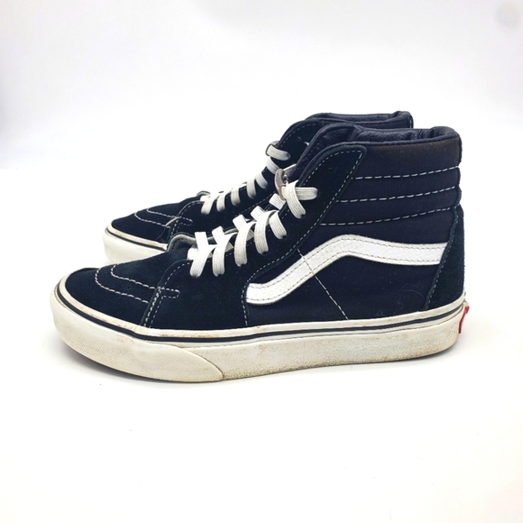 Vans Shoes Mens 5 Womens 6.5 Sk8 Hi Skateboarding Sneakers Black Suede Lace Up - Picture 1 of 14
